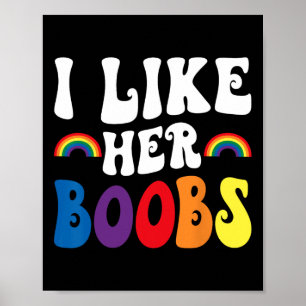 Poster J'aime son sein Couples lesbiennes Lgbtq Drôle Val