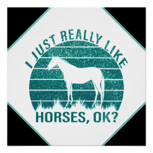 Poster J'aime vraiment beaucoup les chevaux en vert marin