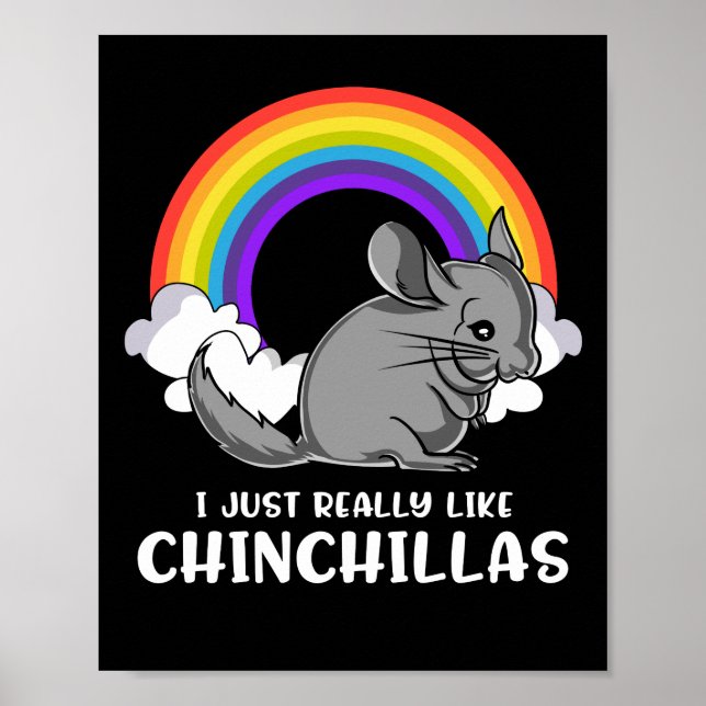 Poster J'Aime Vraiment Chinchillas Joli Animal (Devant)