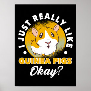 Poster J'Aime Vraiment Les Chiens De Guinée Cavy Roddent