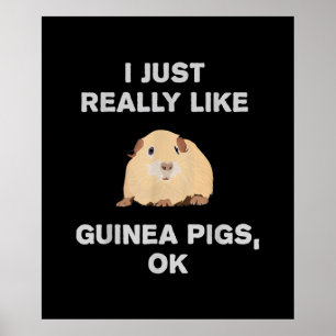 Poster J'Aime Vraiment Les Cochons De Guinée Ok Drôle Coc