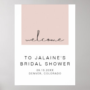Poster JALAINE Moderne Bienvenue Mariage Rose Pâle