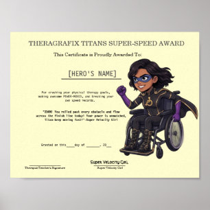 Poster Jalon de course de super-héros en thérapie pédiatr