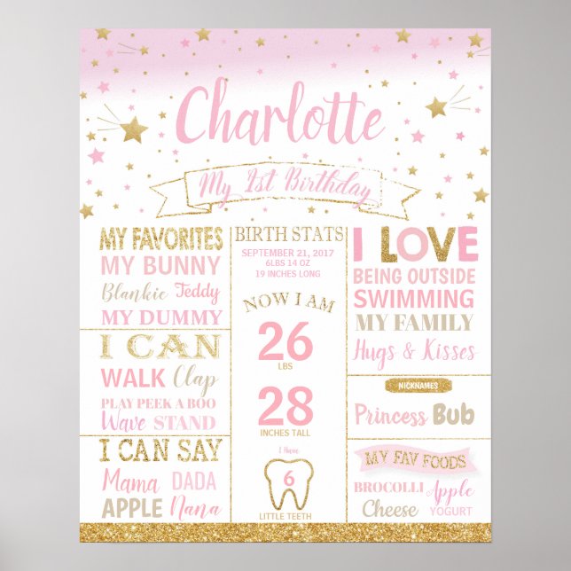 Poster Jalon de naissance pour le premier anniversaire av (Devant)