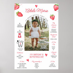 Poster Jalon de premier anniversaire photo de fraise
