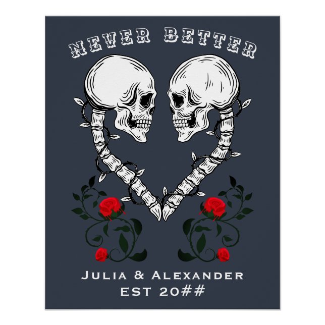 Poster Jamais Mieux Skull Couple Gothique Mariage Engagem (Devant)