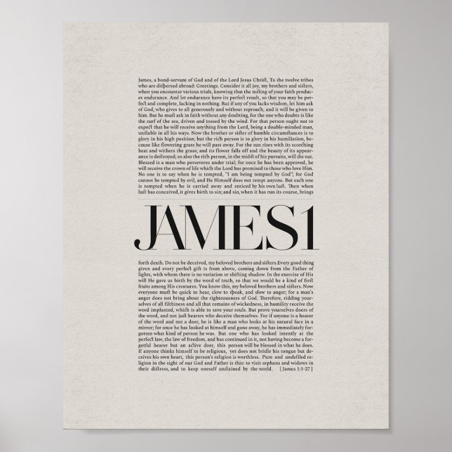 Poster James 1 - Foi et endurance Bible Verse Wall Art (Devant)