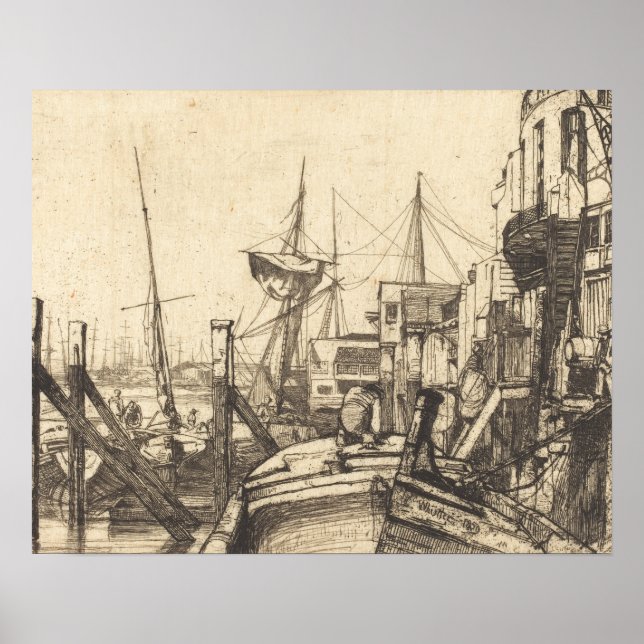 Poster James Abbott McNeill Whistler - Limehouse (Devant)