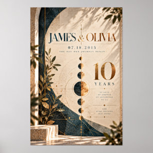 Poster James & Olivia 10 ans de mariage Typographie moder