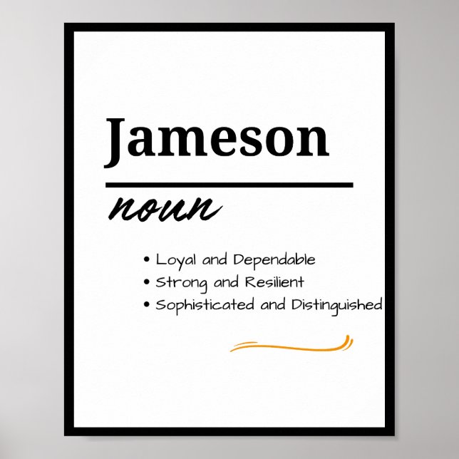 Poster Jameson, Garçon Nom Personnalisé Définition (Devant)