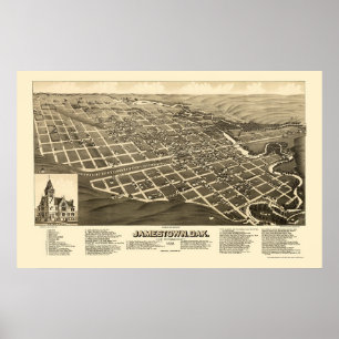 Poster Jamestown, carte panoramique de ND - 1883