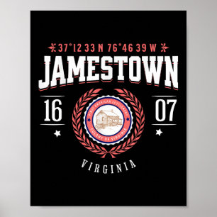 Poster Jamestown Virginia Colony Rustic Souvenir Revoluti