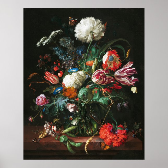 Poster Jan Davidsz de Heem, Vase des fleurs, 1660 (Devant)