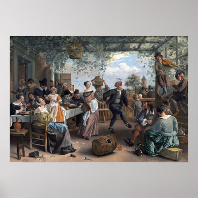 Poster Jan Steen Le Couple Danseur (Devant)