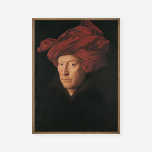 Poster Jan van Eyck Portrait d'un homme dans un Turban ro