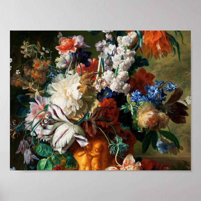 Poster Jan Van Huysum - Bouquet De Fleurs Dans Une Urne (Devant)