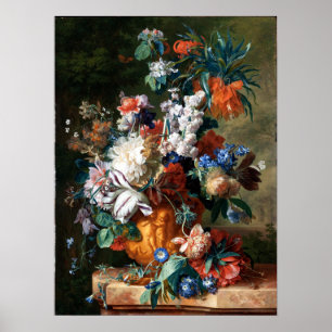 Poster Jan van Huysum Bouquet of Flowers in an Urn