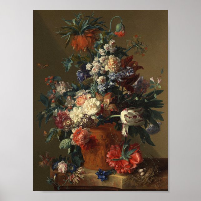 Poster Jan Van Huysum - Vase De Fleurs (Devant)