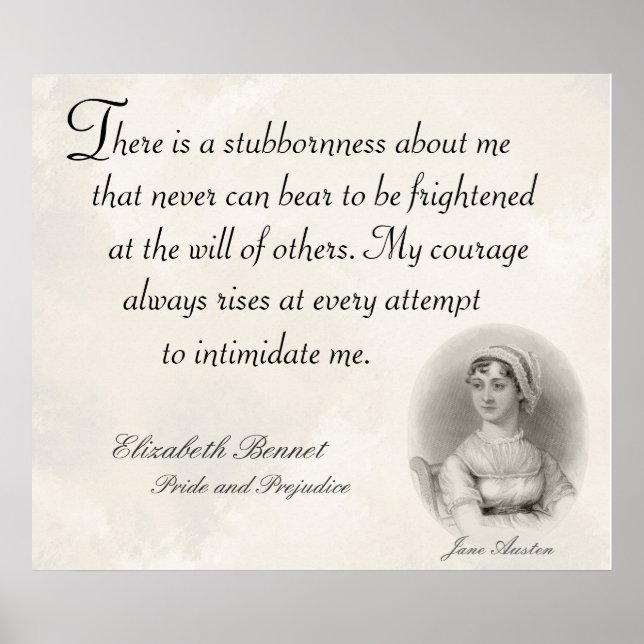 Poster Jane Austen Fierté et préjugés Citation de la téna (Devant)