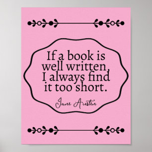 Poster Jane Austen - si un livre est bien écrit