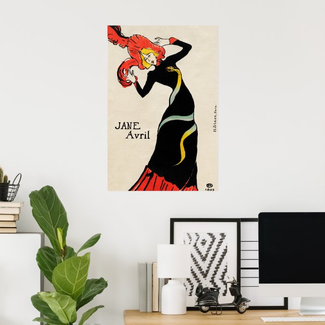 Poster Jane Avril de la danseuse Art nouveau par Toulouse (Bureau à domicile)