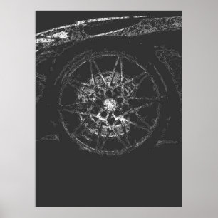Poster jante de voiture abstraite esthétique art de ligne