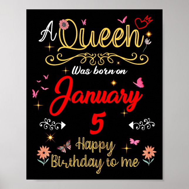 Poster January 5 Birthday A Queen Was Born In 5th January (Devant)