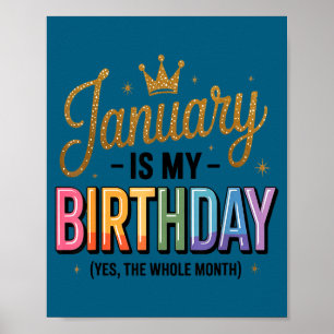 Poster Janvier est mon anniversaire oui tout le mois 