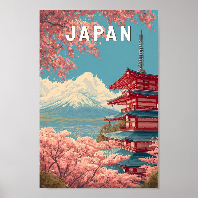 Poster Japan Illustration Travel Art Vintage (Devant)