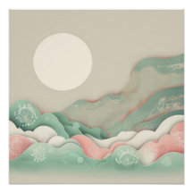 Japandi Abstrait Vector Art Soft Pastels