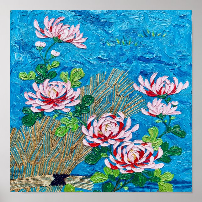 Poster Japanese Chrysanthemums After Van Gogh (Devant)