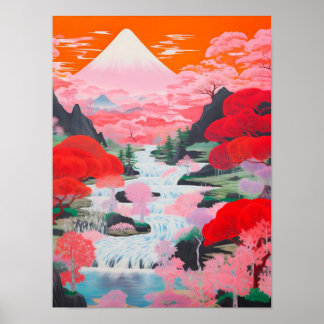 Poster Japanese Landscape Painting, Japanese Wall Art, Co