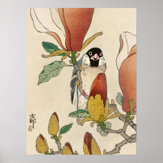 Poster Japanese painting by koson ohara, 小原古邨の日本画