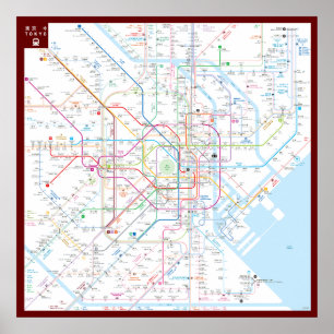 Poster " Japon : 2021/aujourd'hui réseau de Tokyo détailé