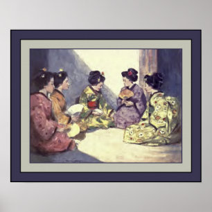 Poster Japon Aquarelle ~ "Papillons" ~ 1901 ~