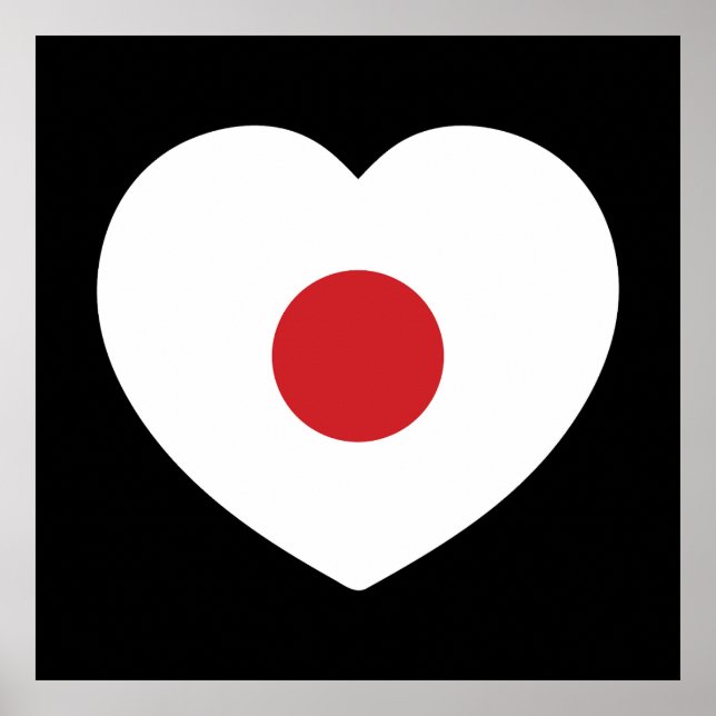 Poster Japon | Coeur du drapeau japonais (Devant)