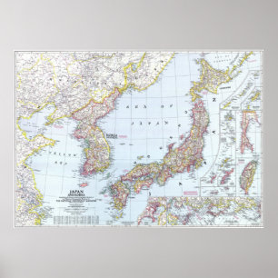 Poster " Japon/Corée : 1945 - Carte détaillée ...