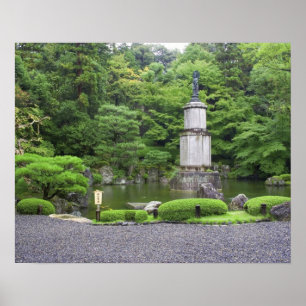 Poster Japon, Kyoto, Jardin de pierre scilent