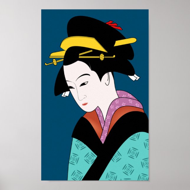 Poster Japonais Geisha kimono art mignon (Devant)