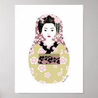 Poster japonais Geisha Matryoshka