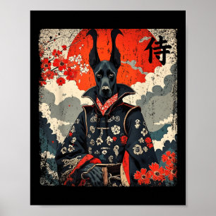 Poster Japonais Samurai Grand Dane Tattoo Kawaii Ukiyo-e