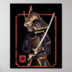 Poster Japonais Samurai Ninja Carlin Amoureux des chiens 