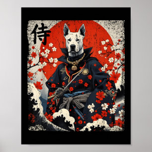 Poster Japonais Samurai Pitbull Tattoo Kawaii Ukiyo-e Nin