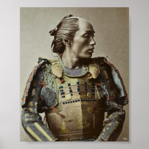 Poster Japonais Samurai Vintage photo couleur main