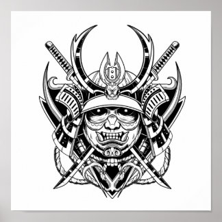 Poster Japonais Samurai Warrior