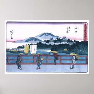 Poster Japonais Ukiyo-e de pont de Yoshida par Hiroshige