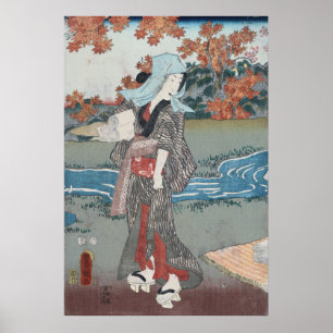 Poster Japonais Ukiyo-e Momiji à l'onna par Kunisada