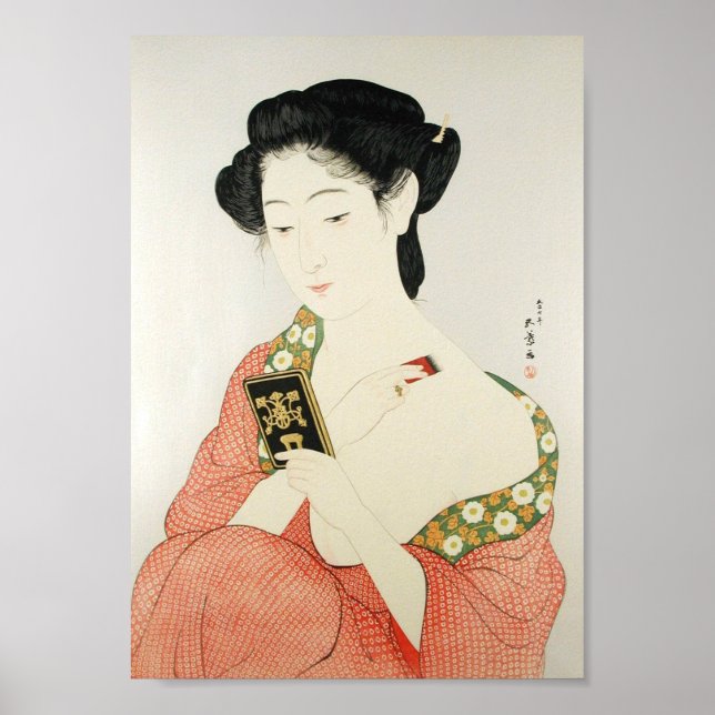 Poster Japonaise classique geisha lady art (Devant)