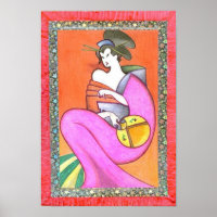 Japonaise Geisha Kimono Femme Artiste Peinture