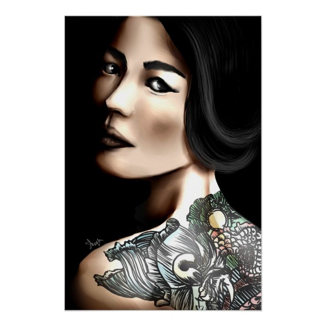 Poster Japonaise tatouée (Devant)
